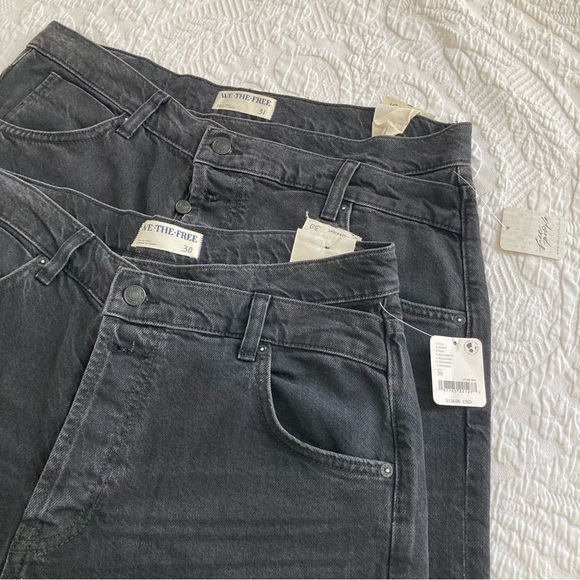 NWT Free People jeans crossroads blackout mid rise straight button fly - Picture 2 of 14